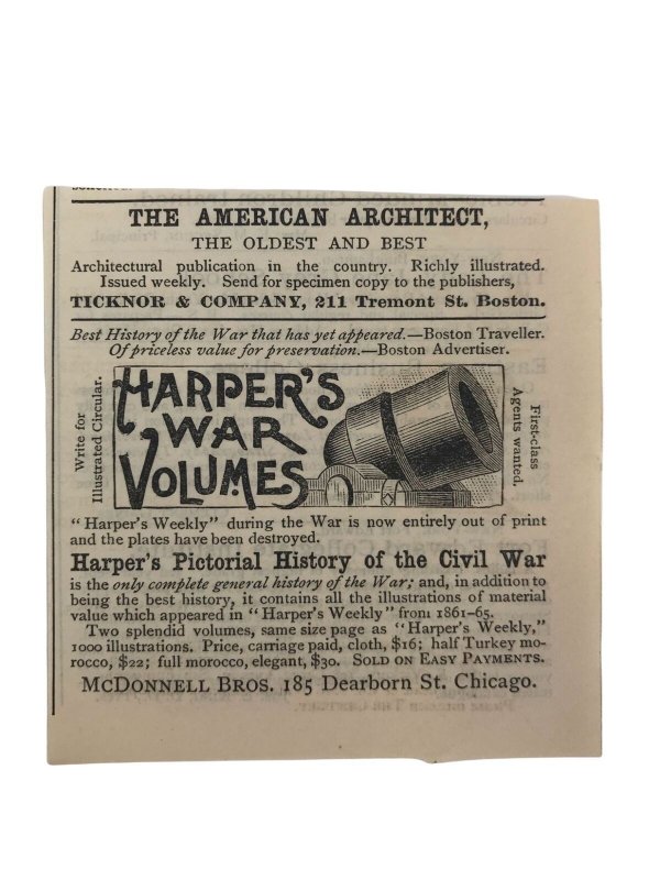 1889 Dictators Cannon Civil War / Harpers War Victorian Print Ad Original 2T1-68