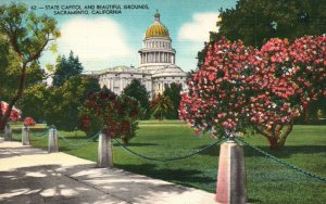 Vintage Postcard State Capitol Building Beautiful Grounds Sacramento California