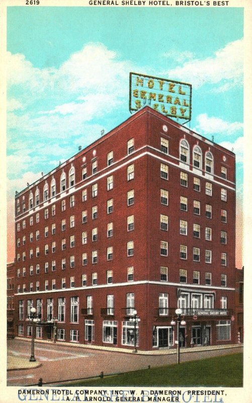 Vintage Postcard General Shelby Hotel Bristol's Best Cameron Hotel Tennessee TN