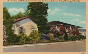 Vintage Postcard Larkin House Sherman & Hallek Headquarters Monterey California