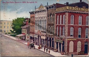 East Side Public Square in 1858 Springfield IL Postcard PC262