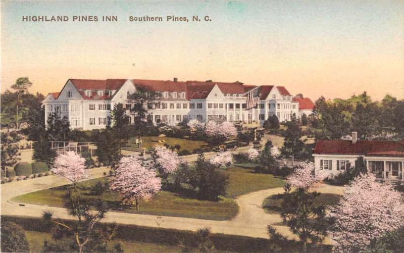 Southern Pines North Carolina Highland Pines Inn Antique Postcard J54512