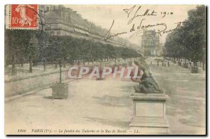 Old Postcard Paris Le Jardin des Tuileries and the Rue de Rivoli