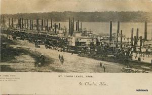 C-1910 St Charles Missouri Levee Goebel RPPC Real photo postcard 9864