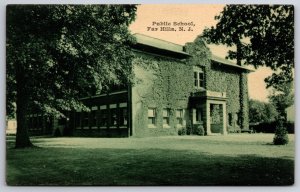 Far Hills New Jersey~Ivy Covered Public School~1920s B&W A Tucoulat Postcard