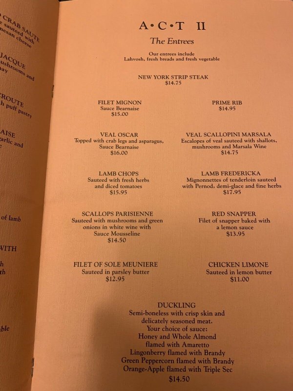 Vintage LAMB'S Restaurant 80s Menu Hyatt Regency Louisville Kentucky