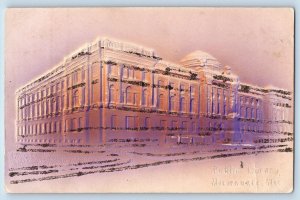 Milwaukee Wisconsin WI Postcard Public Library Building Embossed Glitter 1905