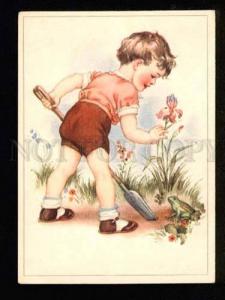 3047623 Cute FROG & Boy as Gardener vintage