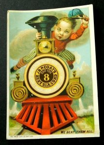 J & P Coats Six Cord Spool Cotton, Boy Train Railroad Locomotive C2