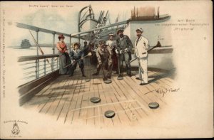 Hamburg-Amerika Line Steamship Pretoria Shuffleboard Game c1900 Postcard