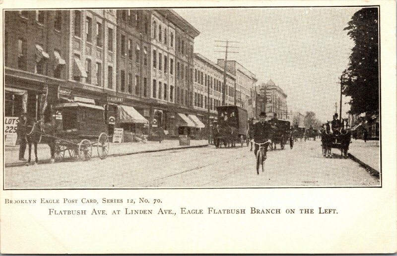 Vtg Eagle Flatbush Branch Flatbush & Linden Ave Brooklyn New York NY Postcard