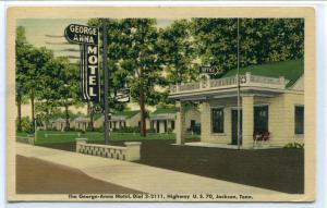 George Anna Motel US 70 Jackson Tennessee 1954 linen postcard