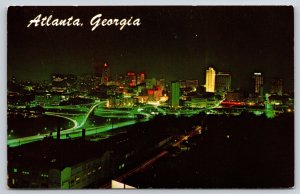 Atlanta George~Aerial Night View~SE Prof Photographers 1971 Convention~Vtg PC