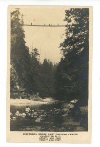 Canada - BC, Vancouver. Suspension Bridge, First Capilano Canyon RPPC