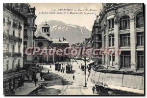 Old Postcard Grenoble Street Felix Poulat The Church Saint Louis