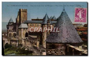 Postcard Old Carcassonne View Taking the Tour of & # 39Eveque