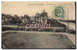 Old Postcard Deauville On Sea The beach promenade and the Villa Perla