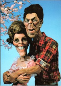 Postcard Ronald and Nancy Reagan caricature Roger Law Peter Fluck