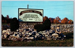 Onward Indiana~Sangralea Valley Home for Boys Sign~1950s Postcard