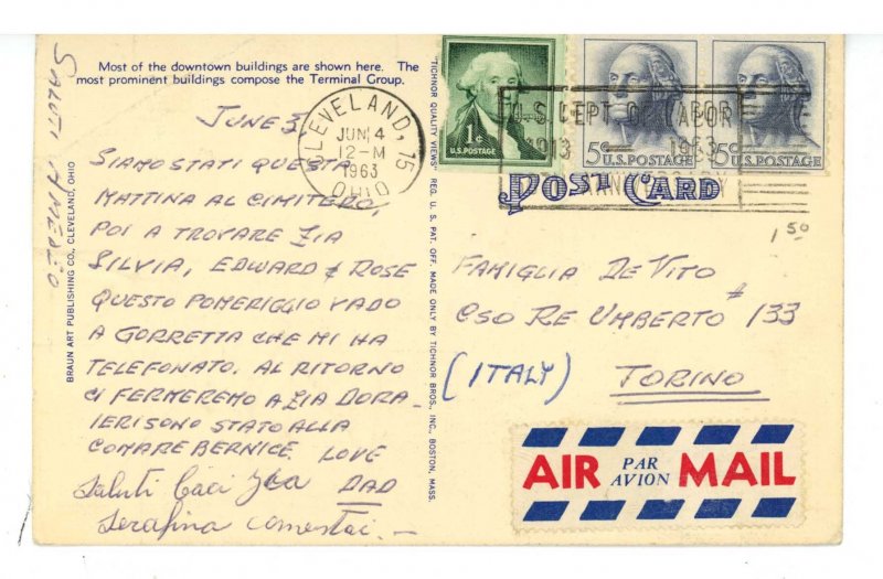 OH - Cleveland. Aerial View  (postal ink)