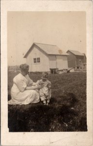 RPPC Mother on the Farm with Baby c1907 Postcard W13