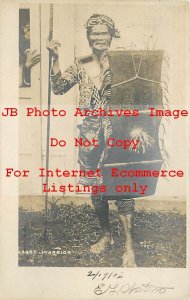 Native Ethnic Culture Costume, RPPC, Agobo Warrior, Philippines, 1906