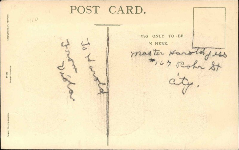 Ethel DeWees Nister Christmas Children Gather Holly c1910 Vintage Postcard