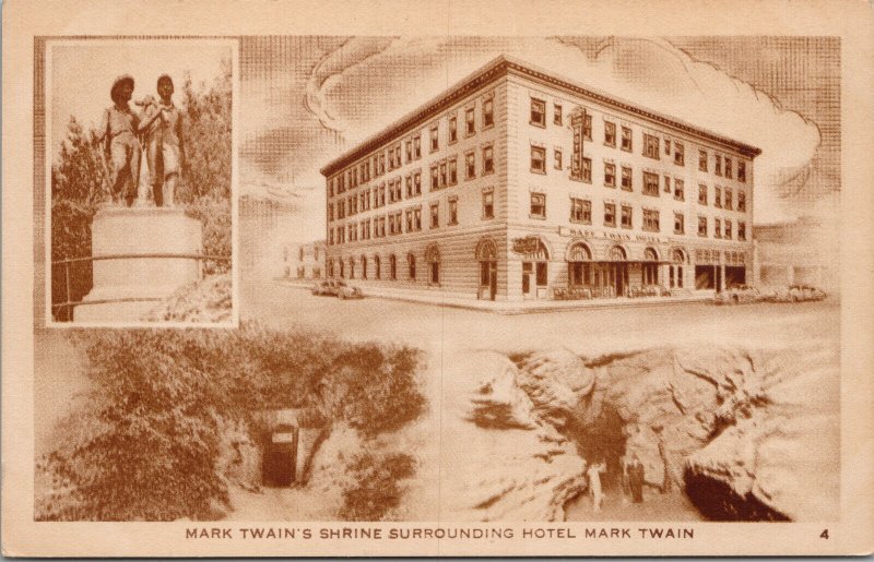 Mark Twain's Shrine Surrounding Hotel Mark Twain Postcard PC439