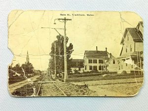 Vintage Postcard 1913 Main St. Railroad Washburn ME Maine