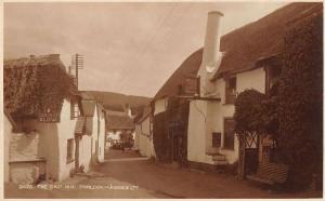 Porlock Somerset England street scene The Ship Inn real photo pc Y11575