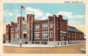 E30/ Salisbury Maryland Md Postcard c1930s Amory Building National Guard