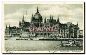 Old Postcard Budapest Orszaghaz Parlament Boat