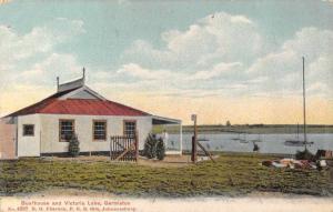 Germiston South Africa Victoria Lake Boathouse Antique Postcard J75521