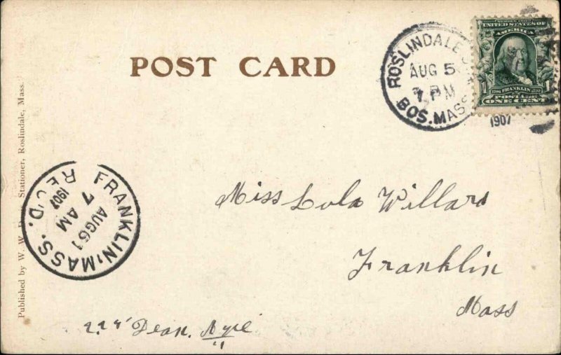 Roslindale MA Washington St.  c1905 Postcard
