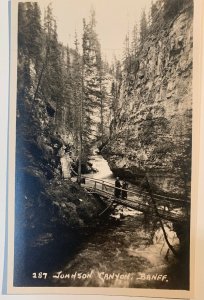 Vtg 20s Johnson Canyon Bridge Alberta Canada Byron Harmon Photo Postcard RPPC