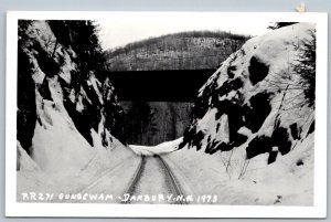 Gungewam Danbury New Hampshire 1973 RPPC Real Photo Postcard Train Track Snow