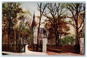 1913 University Hall Northwestern University Exterior Evanston Illinois Postcard 