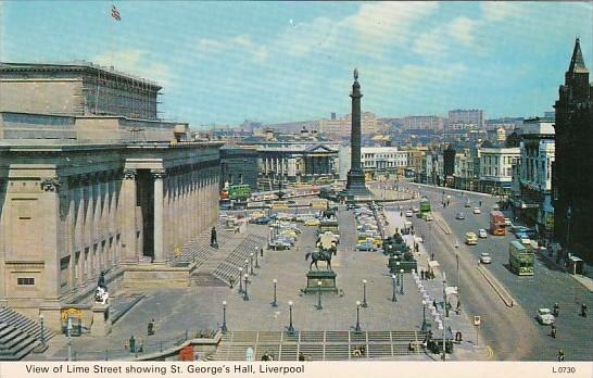 England Liverpool View Of Lime Street Showing St George's Hall