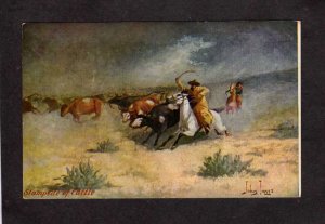 Western Cattle Stampede Cowboy John Innis Artist Signed Troilene Ranching PC