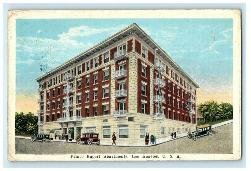 1924 Prince Rupert Apartments Street View Cars Los Angeles California Postcard