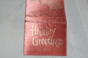 Holiday Greetings Central State Bank Muscatine Iowa 30 Strike Matchbook Cover