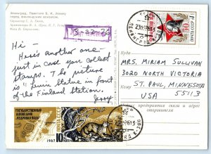 St. Petersburg Russia Postcard Monument in Front of the Finland Station 1976