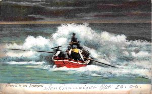 Life Savers Lifeboat in the Breakers 1906 postcard