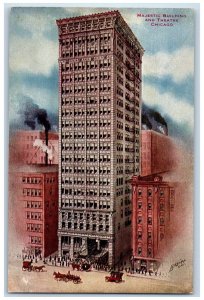 View Of Majestic Building And Theatre Chicago Illinois IL Antique Postcard 