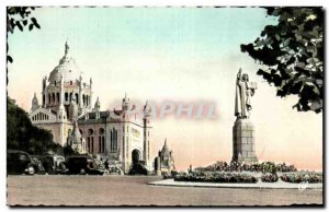 Old Postcard Perspective Lisieux Basilica and the statue of St. Therse