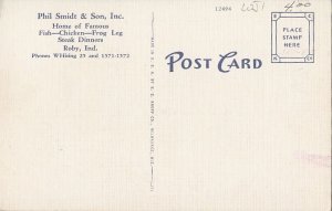 Postcard Phil Smidt & Son Restaurant Roby IN