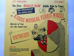 Kiddie Musical Ferris Wheel FLYER Original Amusement Ride Art 1950's Capitol