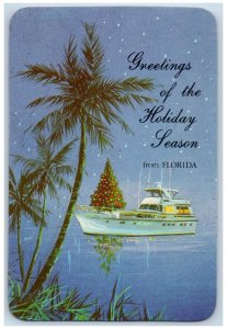 Greetings Of The Holiday Season From Florida FL, Yacht Christmas Tree Postcard