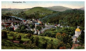 Vermont Montpelier Birds eye view of City looking East