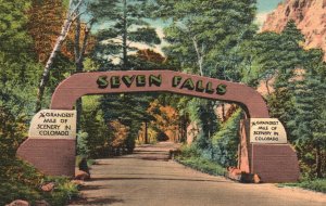 Gateway Entrance South Cheyenne Canon Colorado Springs Colorado Vintage Postcard